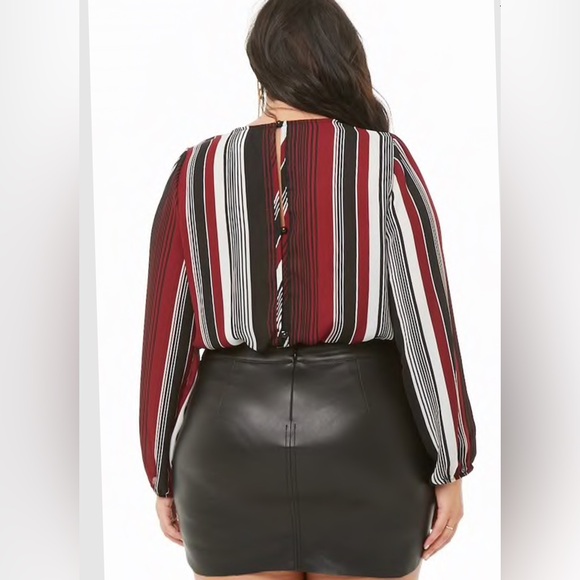 Plus size striped surplice combo bodysuit - Picture 4 of 4